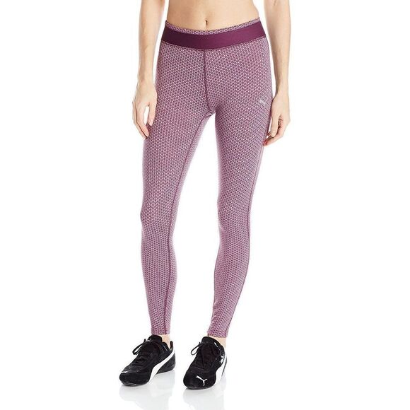 Puma Womens Sz XL "All Eyes On Me" Tights Full Length Italian Plum Jacquard $55 - Picture 1 of 4